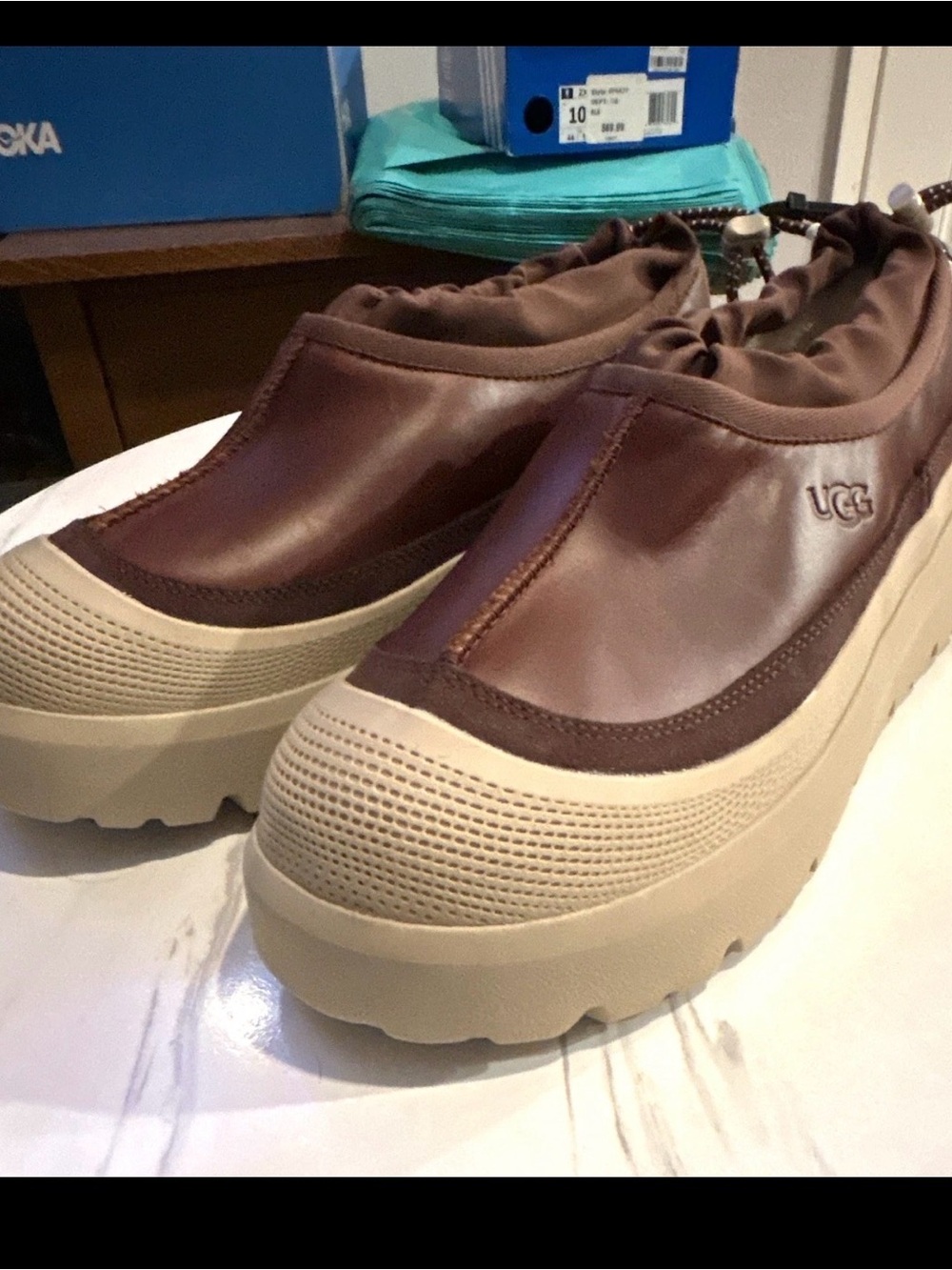 UGG Men’s Slip-On Leather Lined Slippers Brown/Beige US 11 MPN 1117425